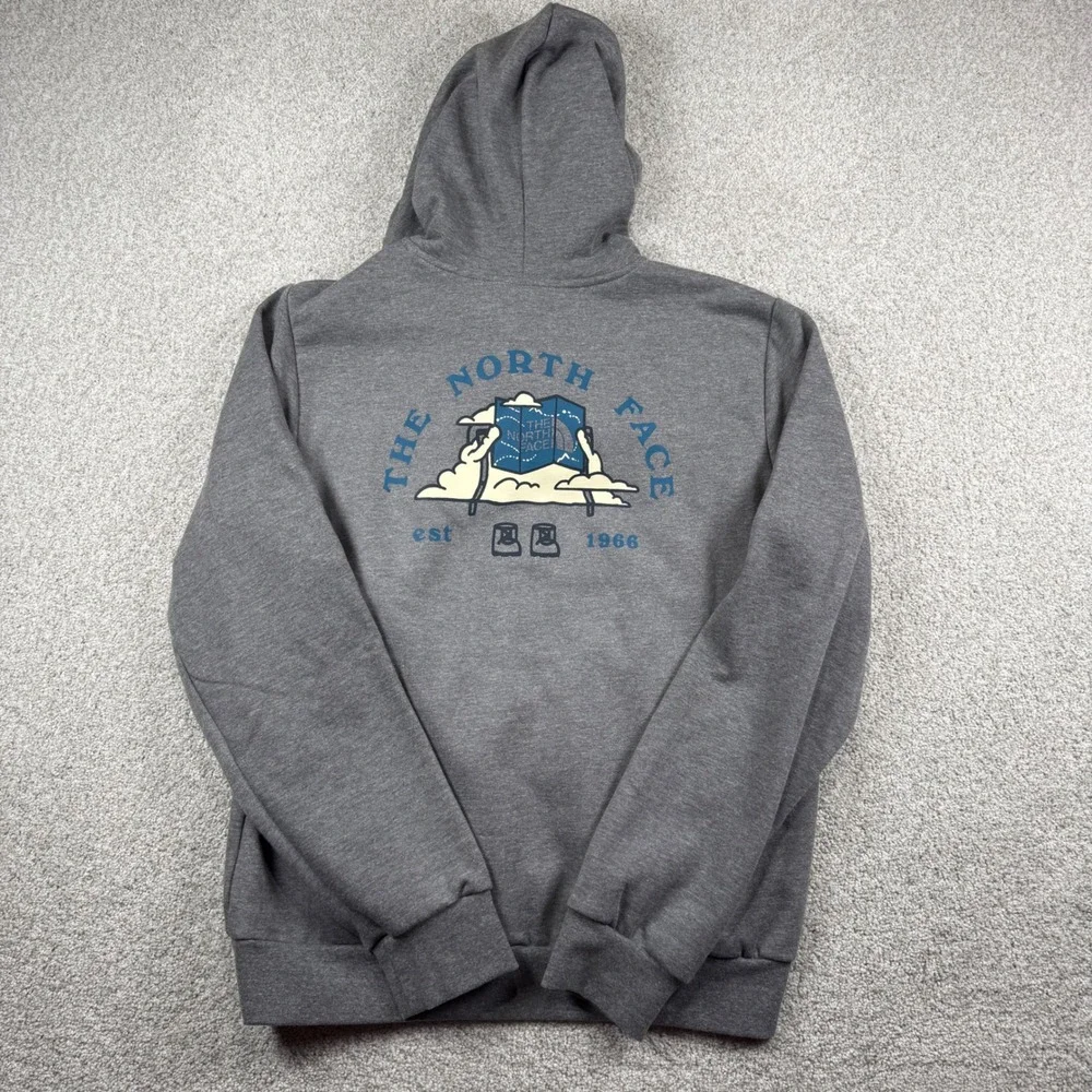 The North Face Hoodie Men Medium Grey M EVO TRAVEL-CLD HD Graphic Pullover
